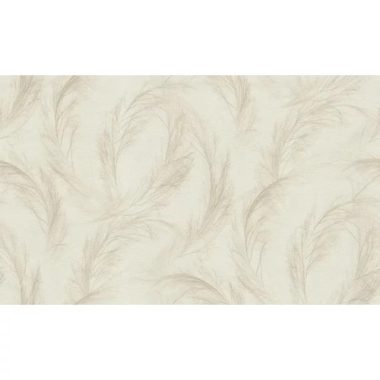   Törtfehér gézhatású alapon bézs toll mintás japandi stílusú tapéta