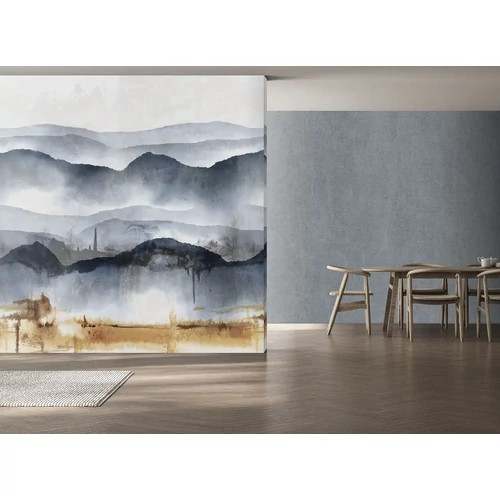  Akvarell hatású poszter, sötétkék, elmosódott hegyvonulat rajzolattal