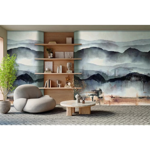 Akvarell hatású poszter, sötét, elmosódott hegyvonulat rajzolattal