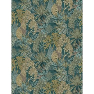 Türkizkék alapon arany színű növény mintás poszter