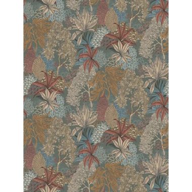   Kék alapon terrakotta és barna árnyalatú növény mintás poszter