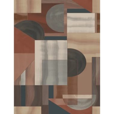   Akvarell hatású, geometriai idomokkal díszitett designer poszter, bordó-szürke színben