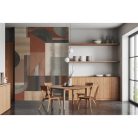 Akvarell hatású, geometriai idomokkal díszitett designer poszter, bordó-szürke színben