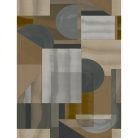Akvarell hatású, geometriai idomokkal díszitett designer poszter, farmerkék-barna színben