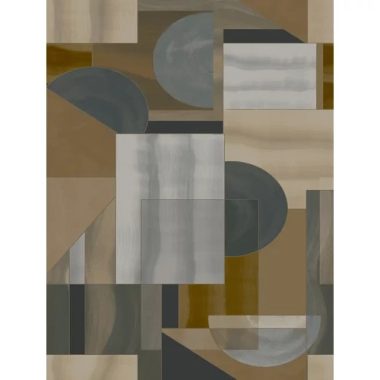   Akvarell hatású, geometriai idomokkal díszitett designer poszter, farmerkék-barna színben