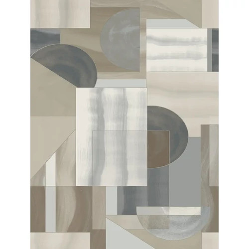 Akvarell hatású, geometriai idomokkal díszitett designer poszter, kék-drapp színben