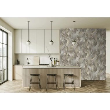   Különleges szürke árnyalatú  poszter, modern hullám díszítéssel