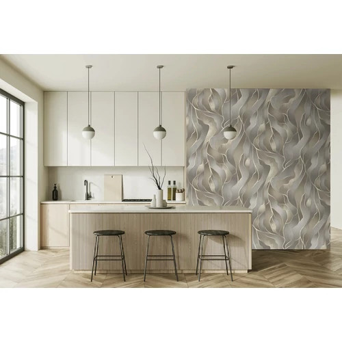 Különleges szürke árnyalatú  poszter, modern hullám díszítéssel