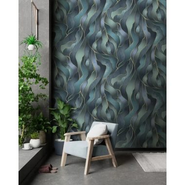   Különleges türkizkék  árnyalatú  poszter, modern hullám díszítéssel