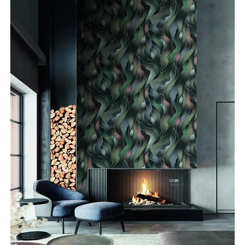 Különleges szürke árnyalatú  poszter, modern színes hullám díszítéssel