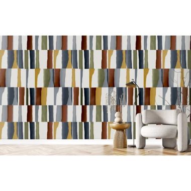   Színes mosott kontútos négyzet mintás poszter retro stílusban