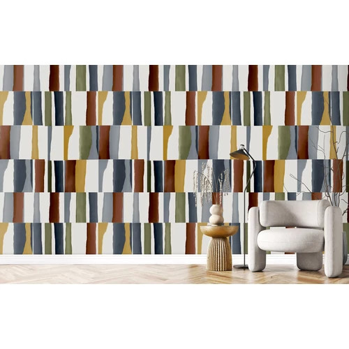 Színes mosott kontútos négyzet mintás poszter retro stílusban