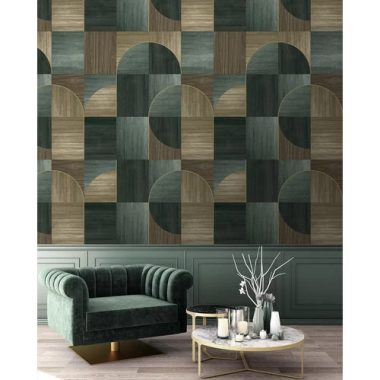     Faburkolatot idéző, barna és kék árnyalatú poszter grafikus mintával