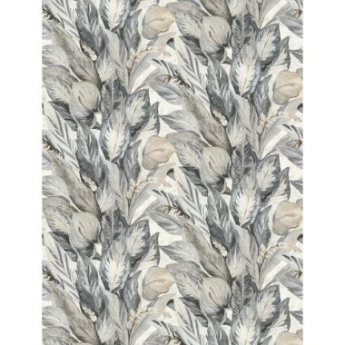   Akvarell hatású mosott, sűrű trópusi levél mintás poszter szürke és drapp színben