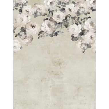 Romantikus rózsaminták antikolt bézs falon poszter