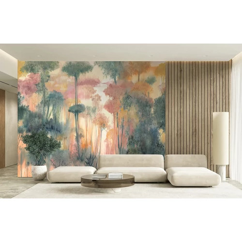 Mosott akvarell hatású erdő mintás színes vinyl poszter