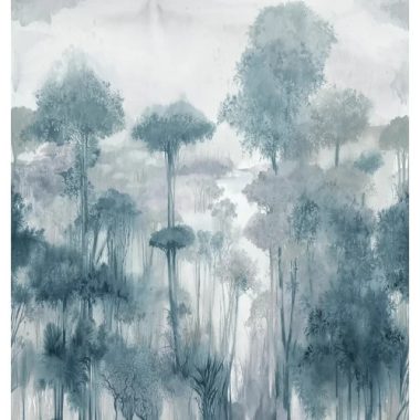   Mosott akvarell hatású  kék színű erdő mintás vinyl poszter