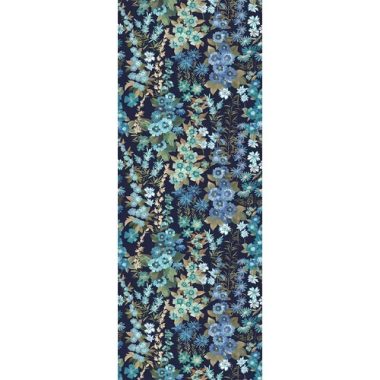   Sötétkék alapon türkizkék, bájos virágmintás mosható poszter