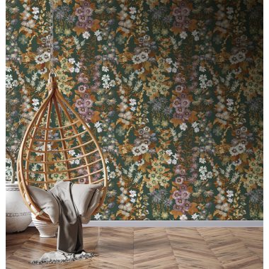   Sötétkék alapon színes, bájos virágmintás mosható poszter