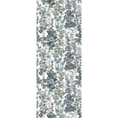   Fehér alapon vízkék, bájos virágmintás mosható poszter