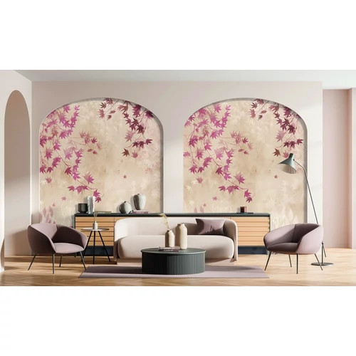 Japán juharfalevél mintás poszter csodás koptatott bézs háttérrel