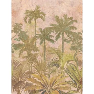 Rózsaszín-okker trópusi erdő mintás mosható poszter 