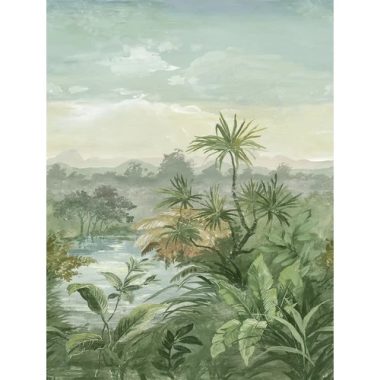  Színes, trópusi táj mintás zöldes színű poszter
