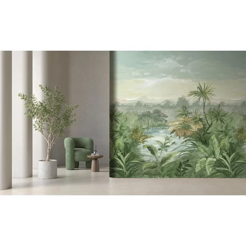  Színes, trópusi táj mintás zöldes színű poszter