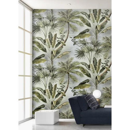  Koptatott kékes szürke alapon zöld dzsungelmintás poszter