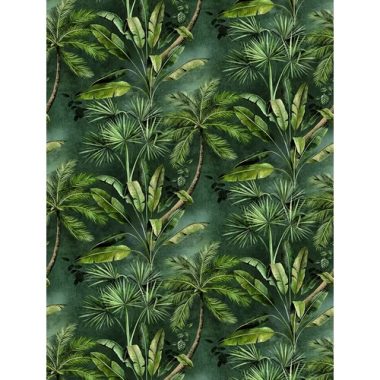 Koptatott antracit alapon zöld dzsungelmintás poszter