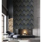 Art deco stílusú poszter, geometrikus mintával sötétkék-arany színben