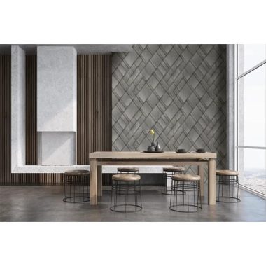   Geometrikus mintás poszter szálcsiszolt lemez hatású  felszínnel, szürke színben