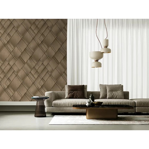   Geometrikus mintás poszter szálcsiszolt lemez hatású felszínnel, mogyoróbarna színben