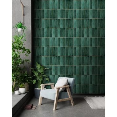   Mázas kerámiacsempe mintázatú, élénk smaragdzöld színű poszter mosható felszínnel