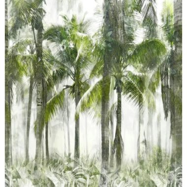   Élénk zöld színű pálmafa erdős poszter enyhén koptatott hatással