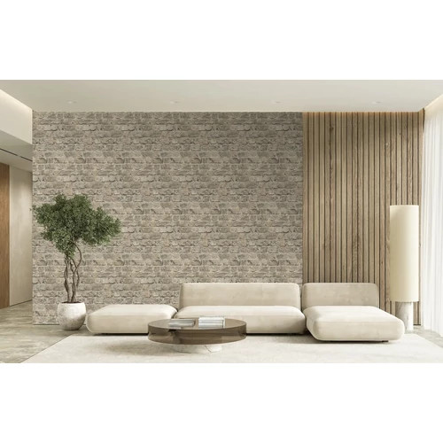 Ipari stílusú, drapp és taupe színű bontott téglafal mintás poszter