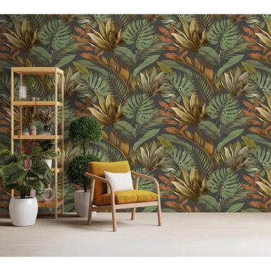   Zöldes színben pompázó trópusi hangulatot árasztó levél mintás poszter