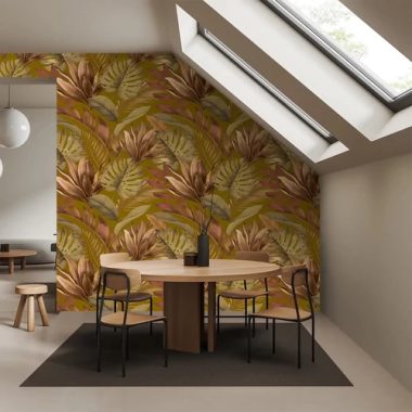   Föld színekben pompázó trópusi hangulatot árasztó levél mintás poszter