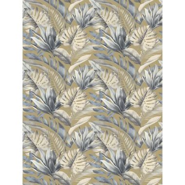   Farmerkék-drapp színű pompás trópusi hangulatot árasztó levél mintás poszter