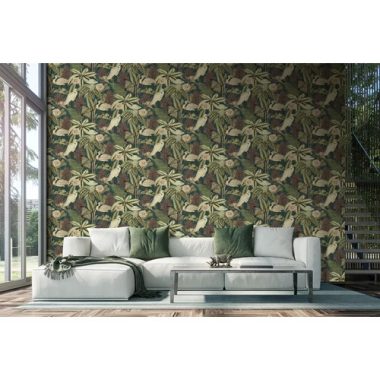   Kócsag, kanalasgém, rája, medúza, páfrány mintás tapéta