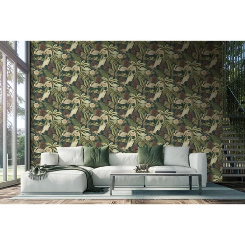 Kócsag, kanalasgém, rája, medúza, páfrány mintás tapéta