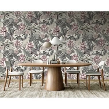   Kócsag, kanalasgém, rája, medúza, páfrány mintás tapéta