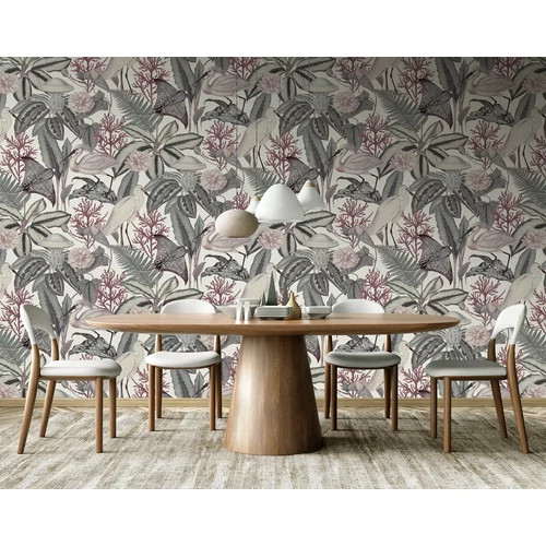 Kócsag, kanalasgém, rája, medúza, páfrány mintás tapéta