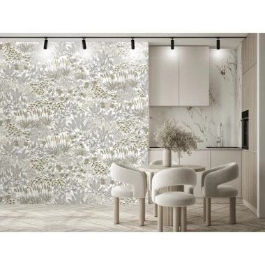   Fehér alapon szürke és bézs színű virágoskert mintás poszter 