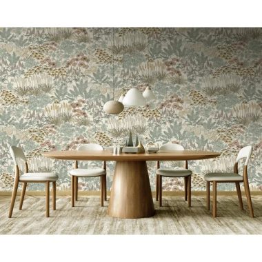   Fehér alapon mentazöld, puncs és bézs színű virágoskert mintás poszter