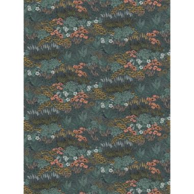   Indigókék alapon türkiz és koral színű virágoskert mintás poszter