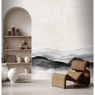   Akvarell hatású poszter, sötét, elmosódott hegy sziluettel