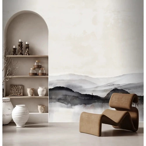 Akvarell hatású poszter, sötét, elmosódott hegy sziluettel