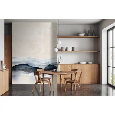   Akvarell hatású poszter, sötétkék, elmosódott hegy sziluettel