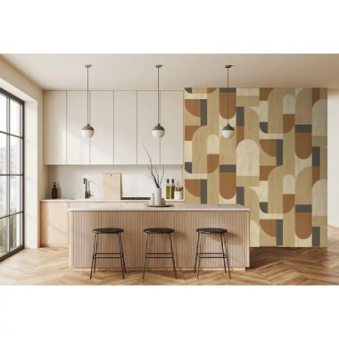   Retro hangulatú mozgalmas mintázatú poszter barna-fekete színben